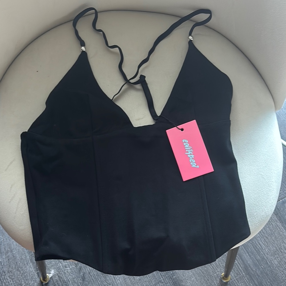 Edikted Black corset Halter Top